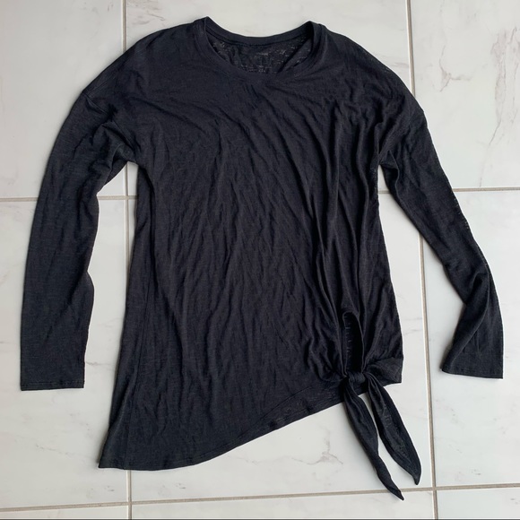 Lululemon Tie Your Practice Long Sleeve shirt tie front sheer top black - Picture 5 of 9